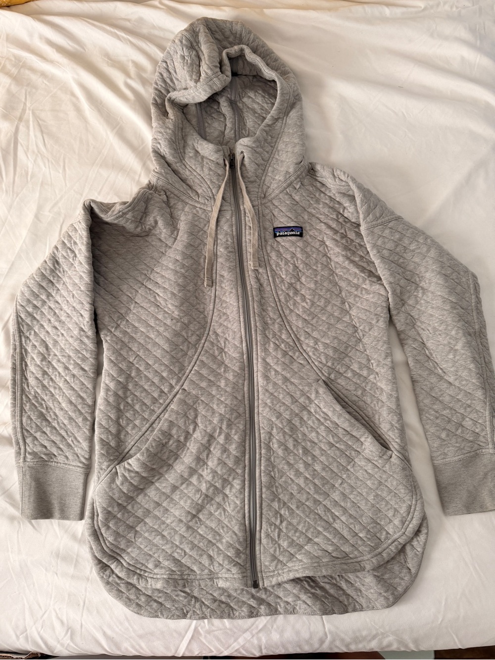 Patagonia Quilted Hooded Zip Jacket - Light Gray